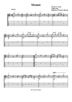 Menuet in D minor by S.L.Weiss. Guitar notation and tablature