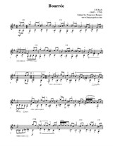 Bourrée by J. S. Bach (Music notation)